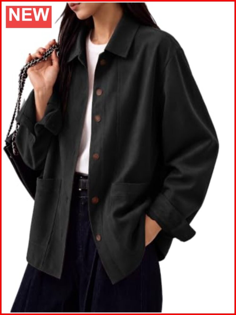 Women's Faux Suede Long Sleeve Oversized Jacket Coat Lapel Collar